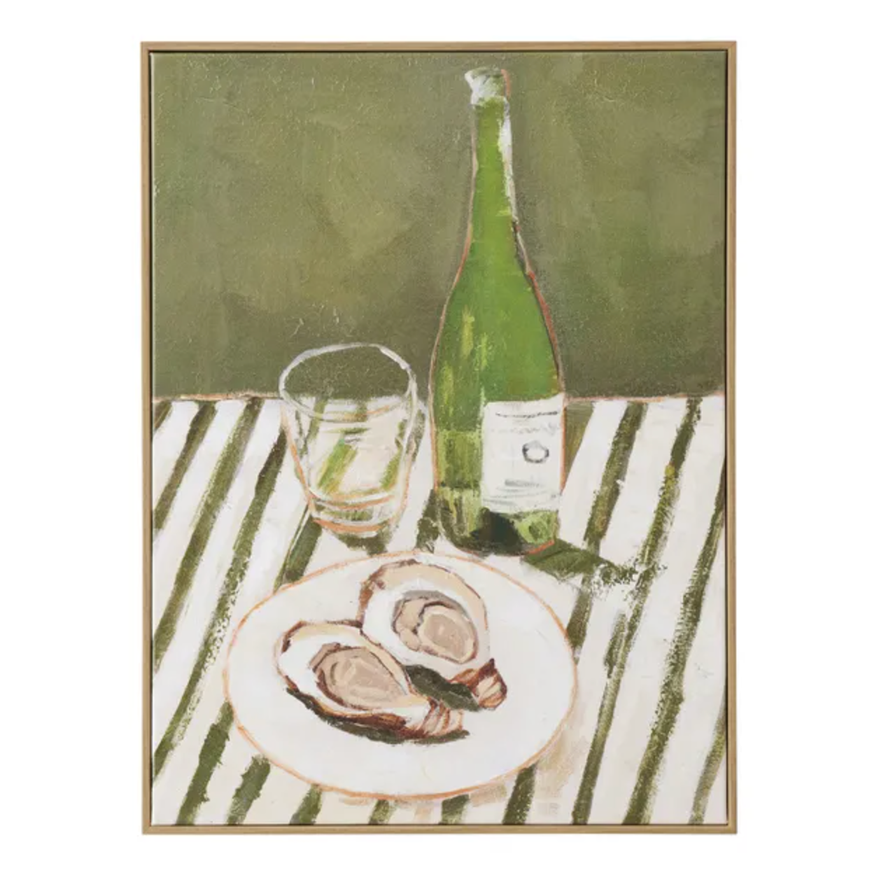 Oyster + Wine Green Oil Painting 45x60cm