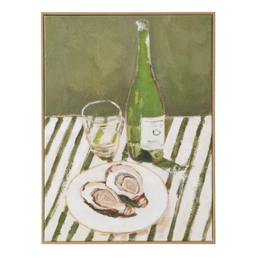 Oyster + Wine Green Oil Painting 45x60cm