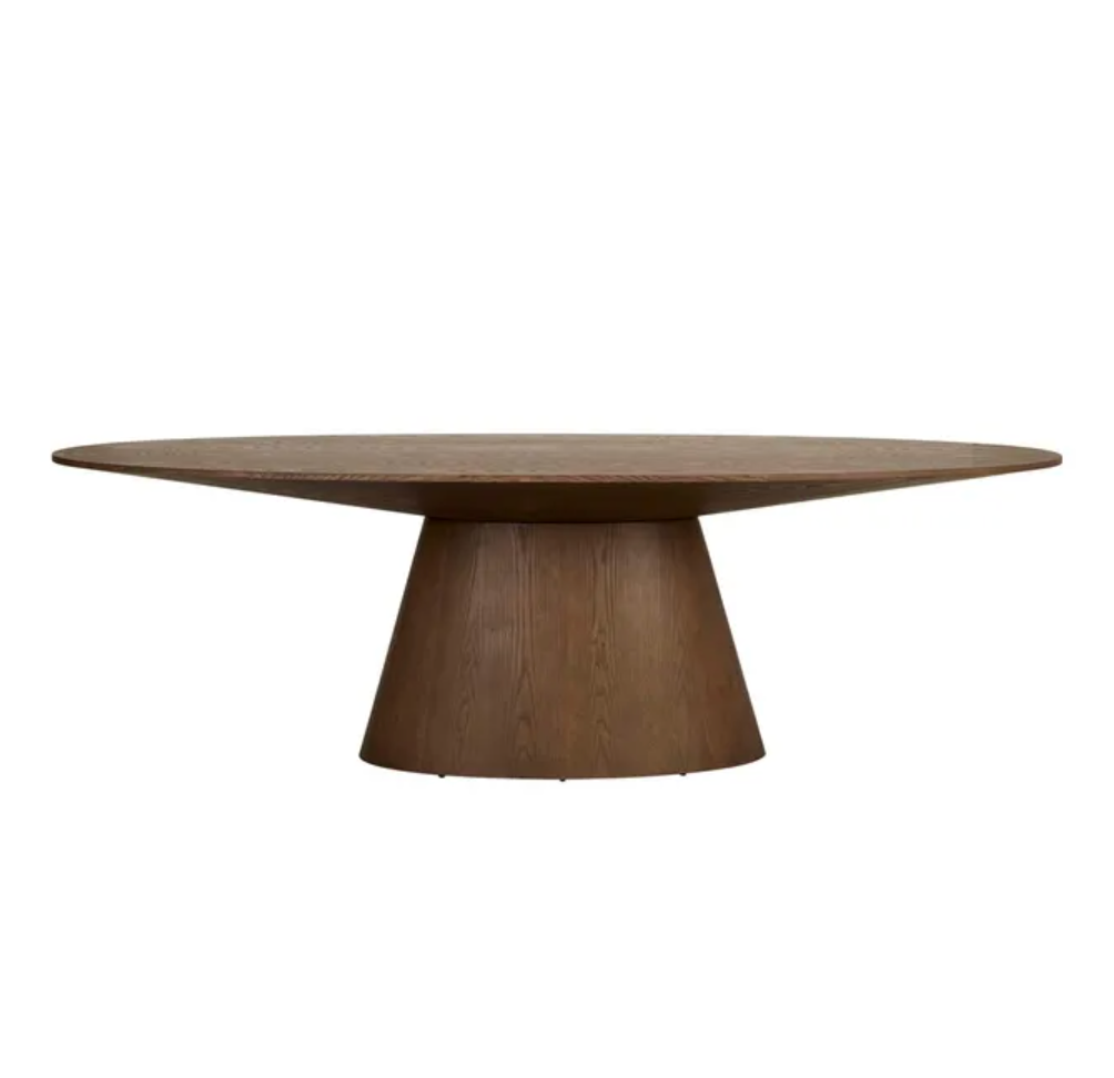 Oak Veneer Oval Dining Table
