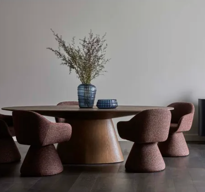 Oak Veneer Oval Dining Table