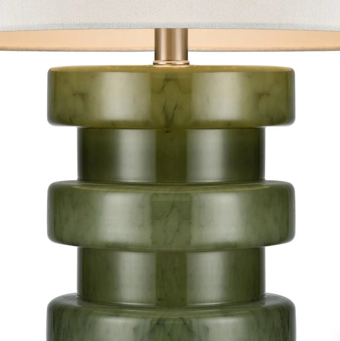 Remy Green Glass Table Lamp & White Shade