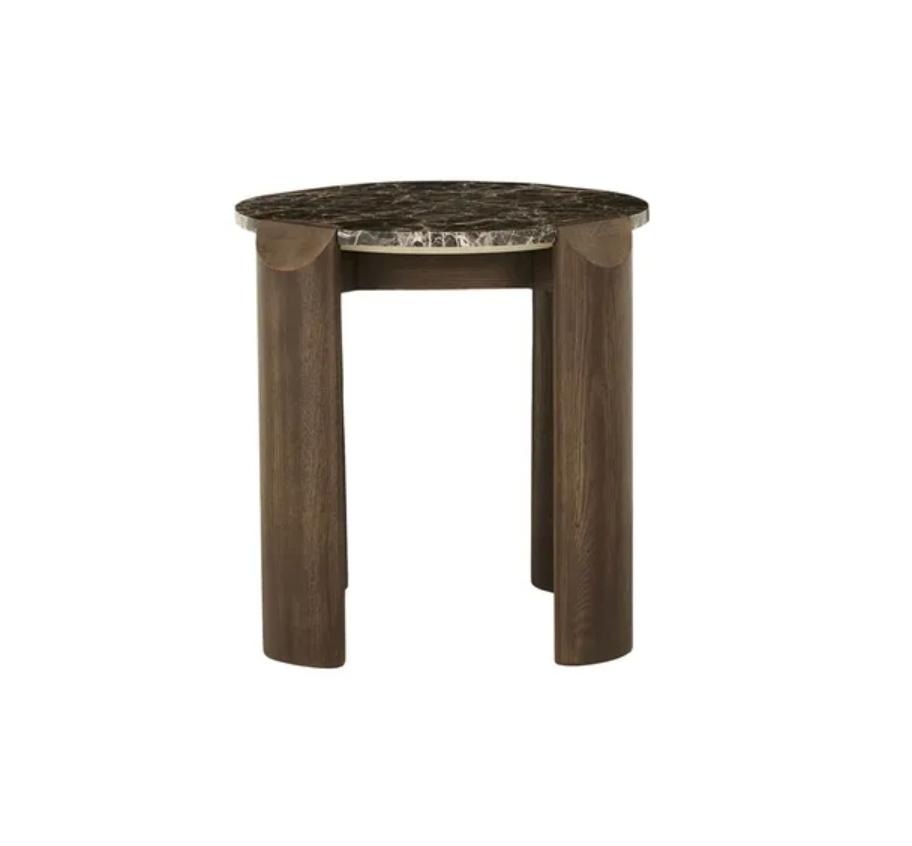 Marble and Oak Side Table