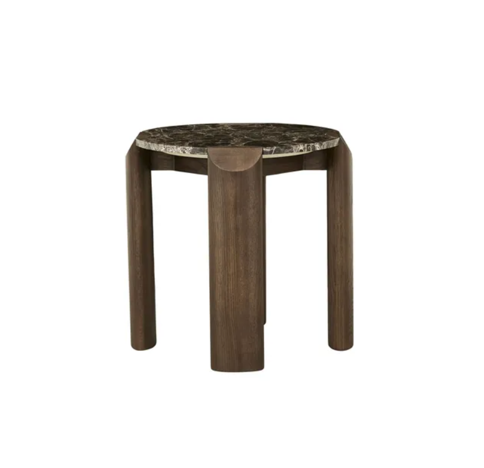 Marble and Oak Side Table