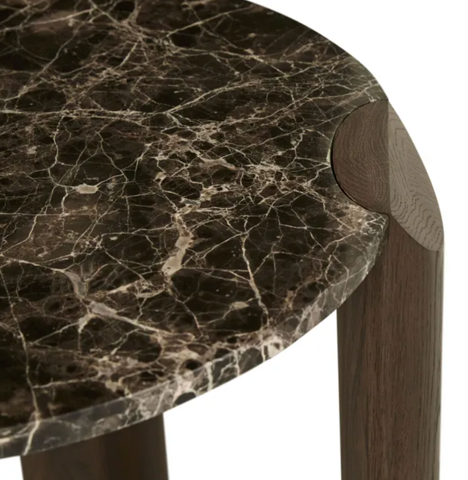 Marble and Oak Side Table
