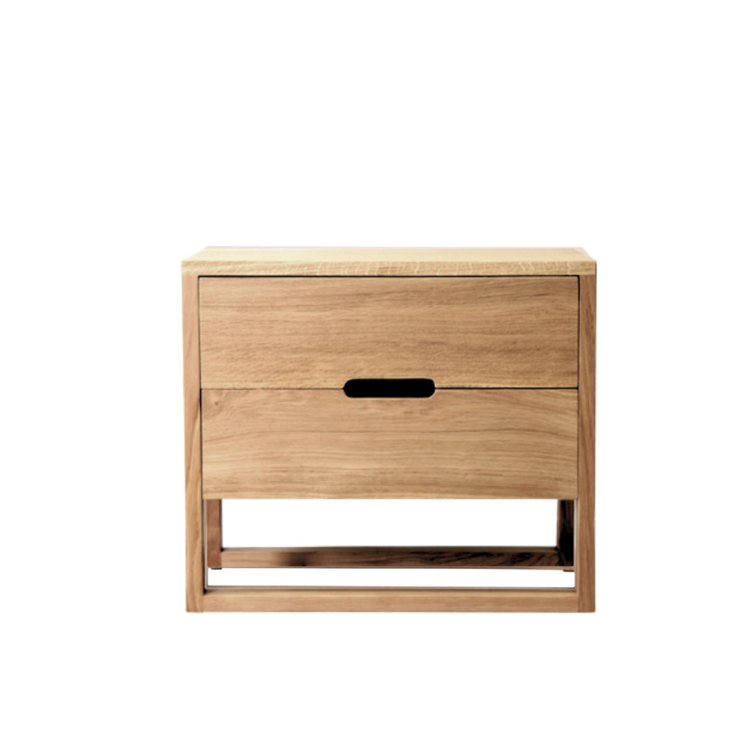 Oak Linear Bedside Table - set of 2