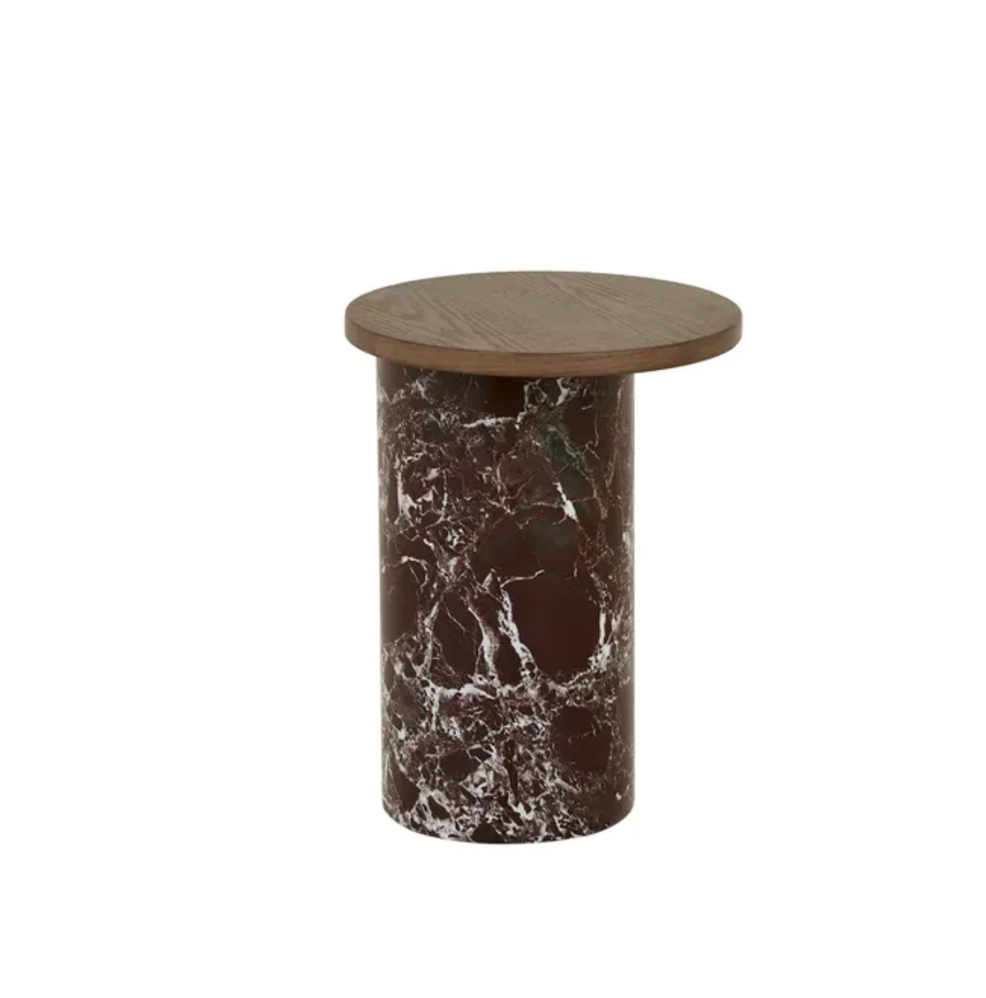 Marble Oak Asymmetrical Side Table