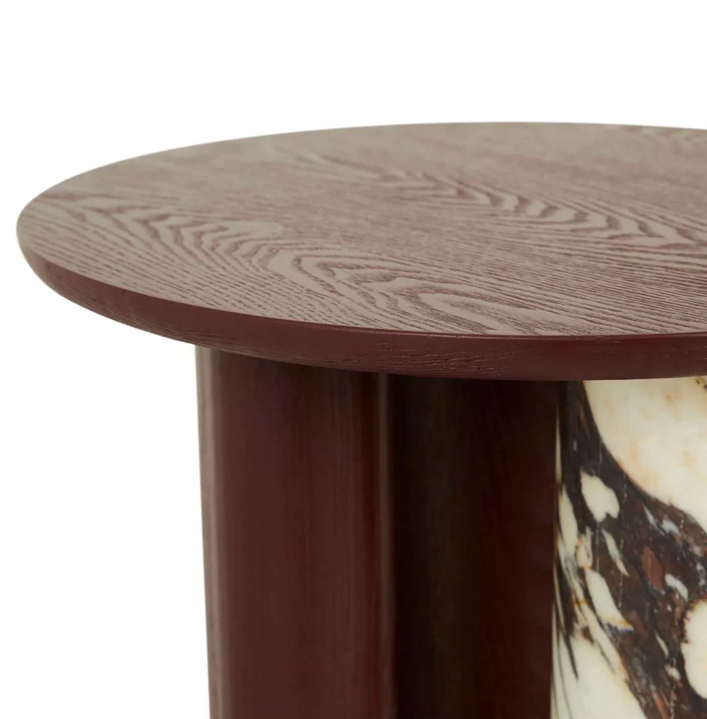 Crescent Base Side Table - Wood/Marble