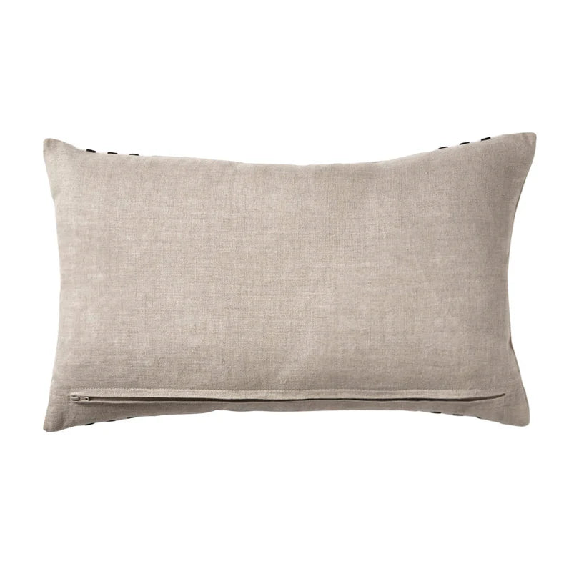Linen Bold Black Stripe Cushion - Sand