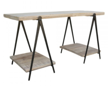 Industrial Iron & Natural Timber Trestle Desk