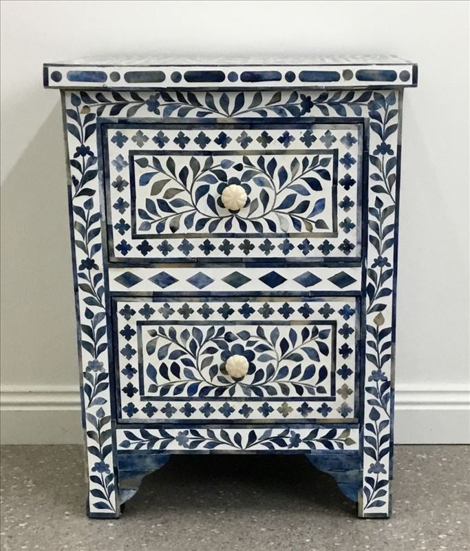 Blue Inlay Bedside Table