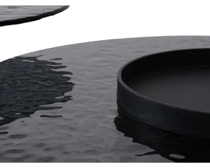 GOODWIN NESTING TABLES - SMOKEY GLASS/METAL/LEATHER