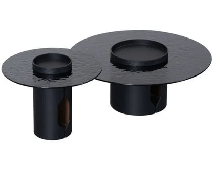 GOODWIN NESTING TABLES - SMOKEY GLASS/METAL/LEATHER