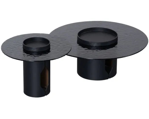 GOODWIN NESTING TABLES - SMOKEY GLASS/METAL/LEATHER
