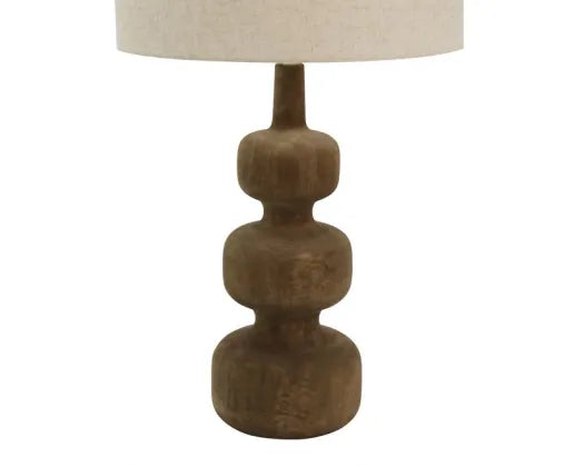 80CM TEAGUE WOODEN TABLE LAMP - NATURAL/BEIGE SILK