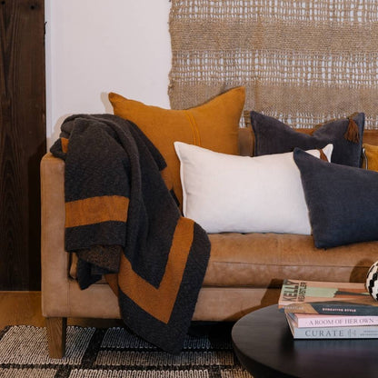 Midnight with Mustard Border Throw