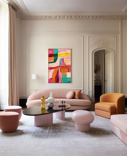 Pink Sunset Abstract Canvas