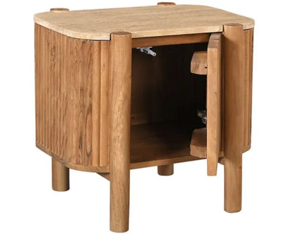 53X50CM WEISS BEDSIDE W STONE TOP - NATURAL