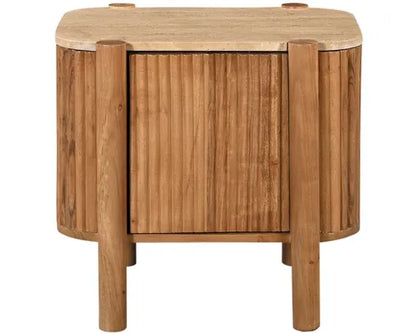 53X50CM WEISS BEDSIDE W STONE TOP - NATURAL
