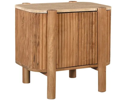 53X50CM WEISS BEDSIDE W STONE TOP - NATURAL