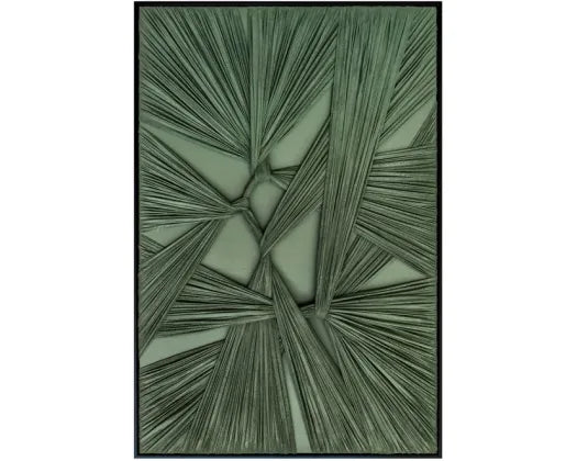 120X80CM OLIVE TEXTILE FRAMED ART - BLACK FRAME