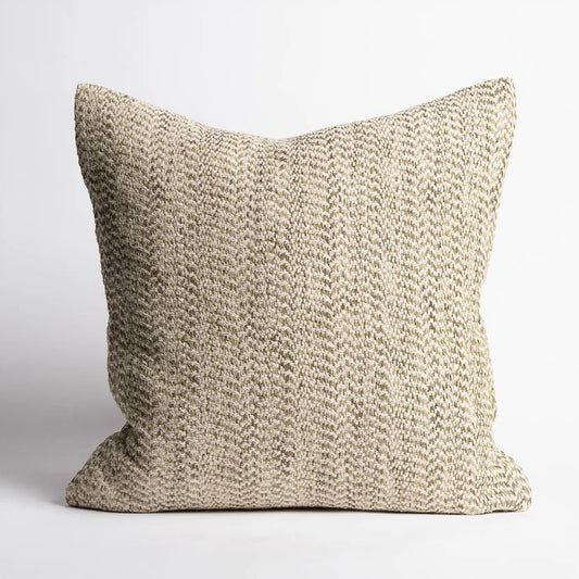 Jacquard Herringbone Cushion - Green/Off White