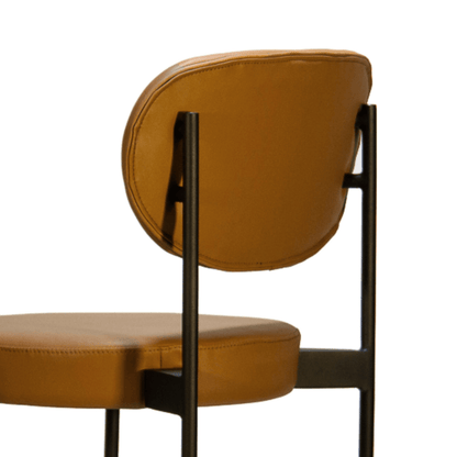 Vegan Tan Leather Dining Chair - Black Metal Legs