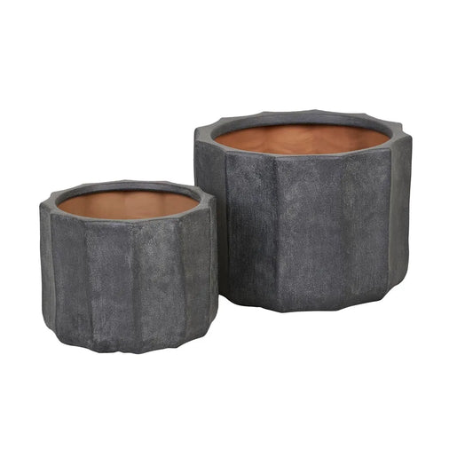 Flute Planter Set of 2 - Black/Sand