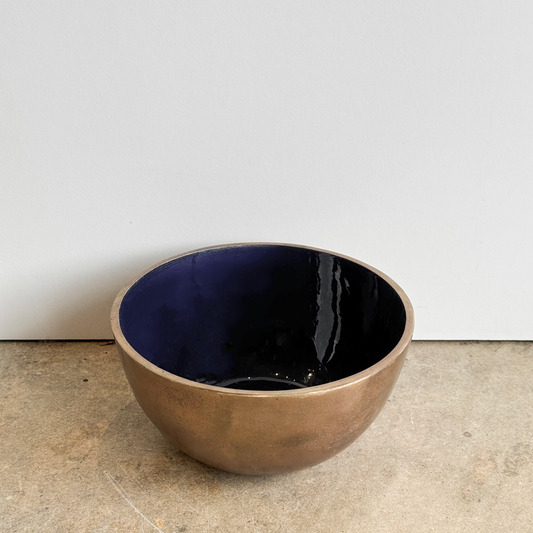 Ceramic Bowl - Brass/Glazed Midnight