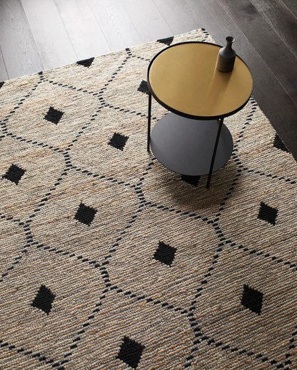 Diamond Pattern Jute/Wool Rug 2x3m