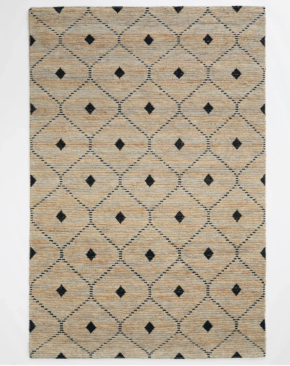 Diamond Pattern Jute/Wool Rug 2x3m