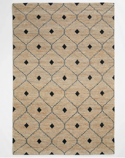 Diamond Pattern Jute/Wool Rug 2x3m