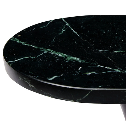 Black & Dark Green Marble Oval Side Table - Set of 2