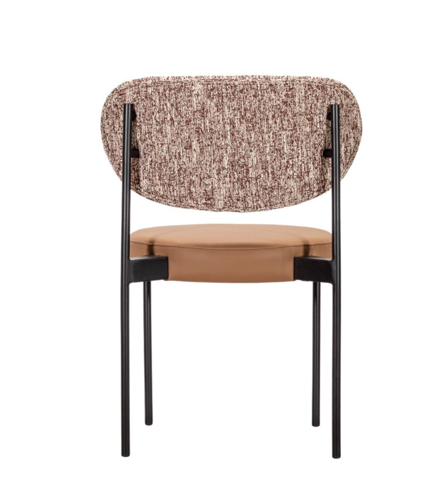 Vegan Tan Leather Dining Chair - Black Metal Legs