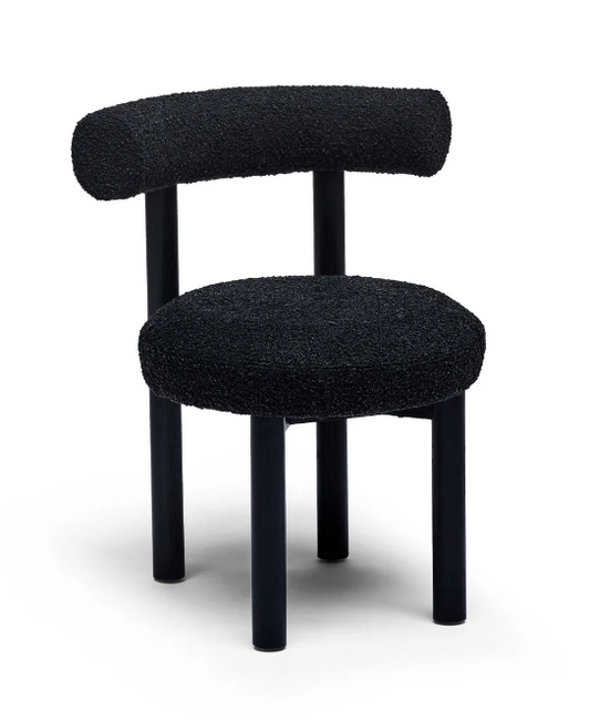 Curved Padded Boucle Dining Chair - Set of 2