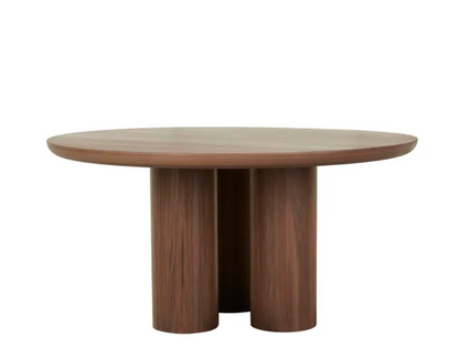 Oak Round Tri-Pillar Dining Table