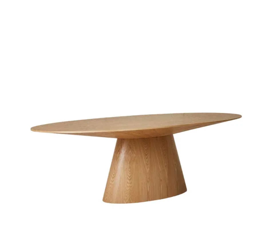 Oak Veneer Oval Dining Table