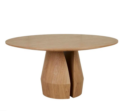 Round Veneer Bloom Legs Dining Table