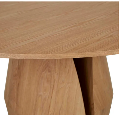 Round Veneer Bloom Legs Dining Table