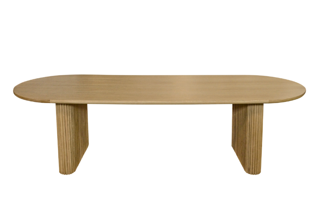 Natural Oak Oval Dining Table with Vertical Oak Panel