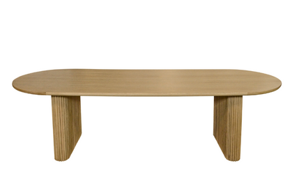 Natural Oak Oval Dining Table with Vertical Oak Panel