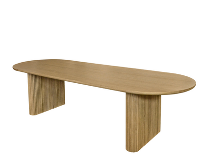 Natural Oak Oval Dining Table with Vertical Oak Panel