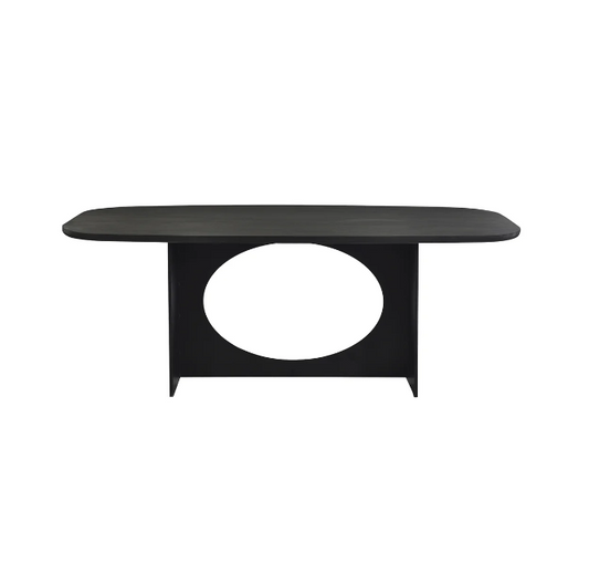 Metal Base Dining Table - Charcoal Wood