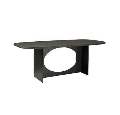 Metal Base Dining Table - Charcoal Wood