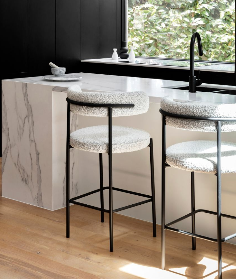 Vegan Leather/Boucle Bar Stool