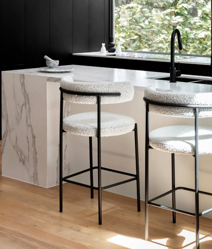 Vegan Leather/Boucle Bar Stool