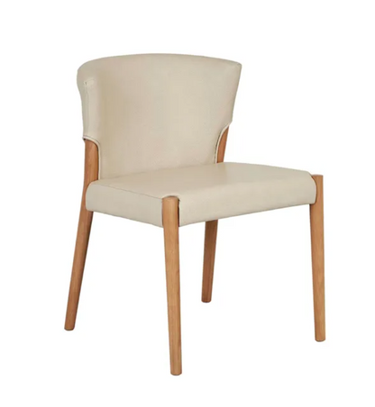 Leather Upholstered Wingback with Oak Dining Chair