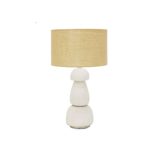 70CM PEBBLE PAPER MACHE TABLE LAMP-WHITE/JUTE SHAD