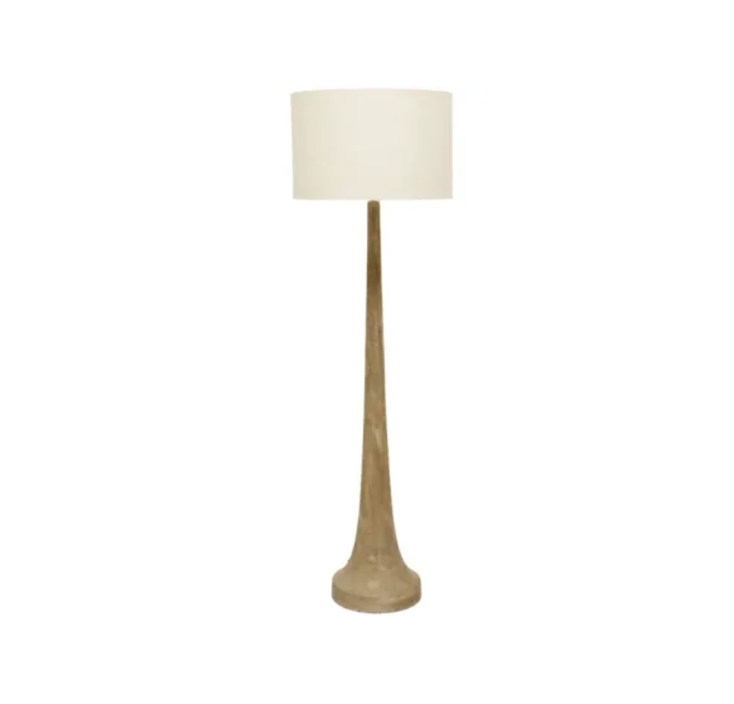 170CM NATURAL MANGO WOOD FLOOR LAMP - NATURAL/BEIGE LINEN