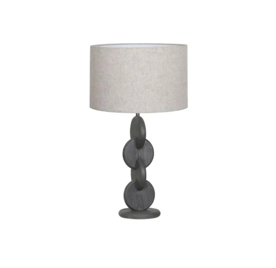 70CM BLACK MANGO WOOD TABLE LAMP - BLACK SANDBLAST/BEIGE