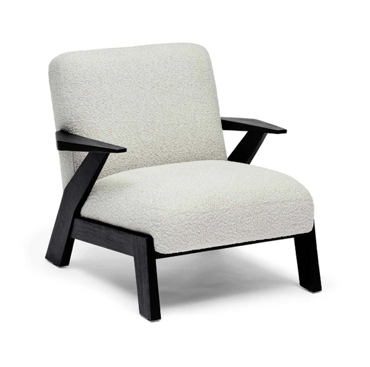 Black Timber Armchair - Cream Boucle